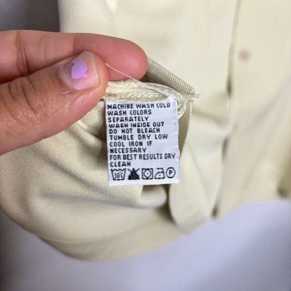 Tommy Bahama Mens Size Large Button up Shirt 100% Silk Yellow Short Sleeve - Picture 7 of 9